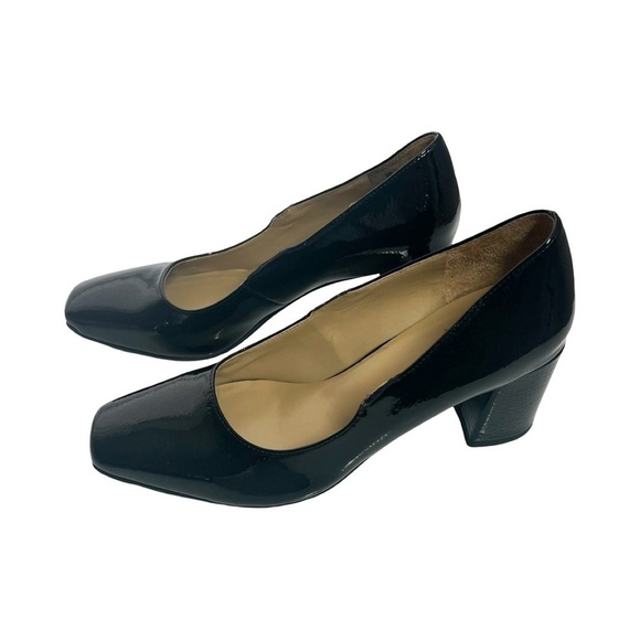 NATURALIZER Patent Leather Square Toe Black Pumps Sz 8 - Picture 1 of 6